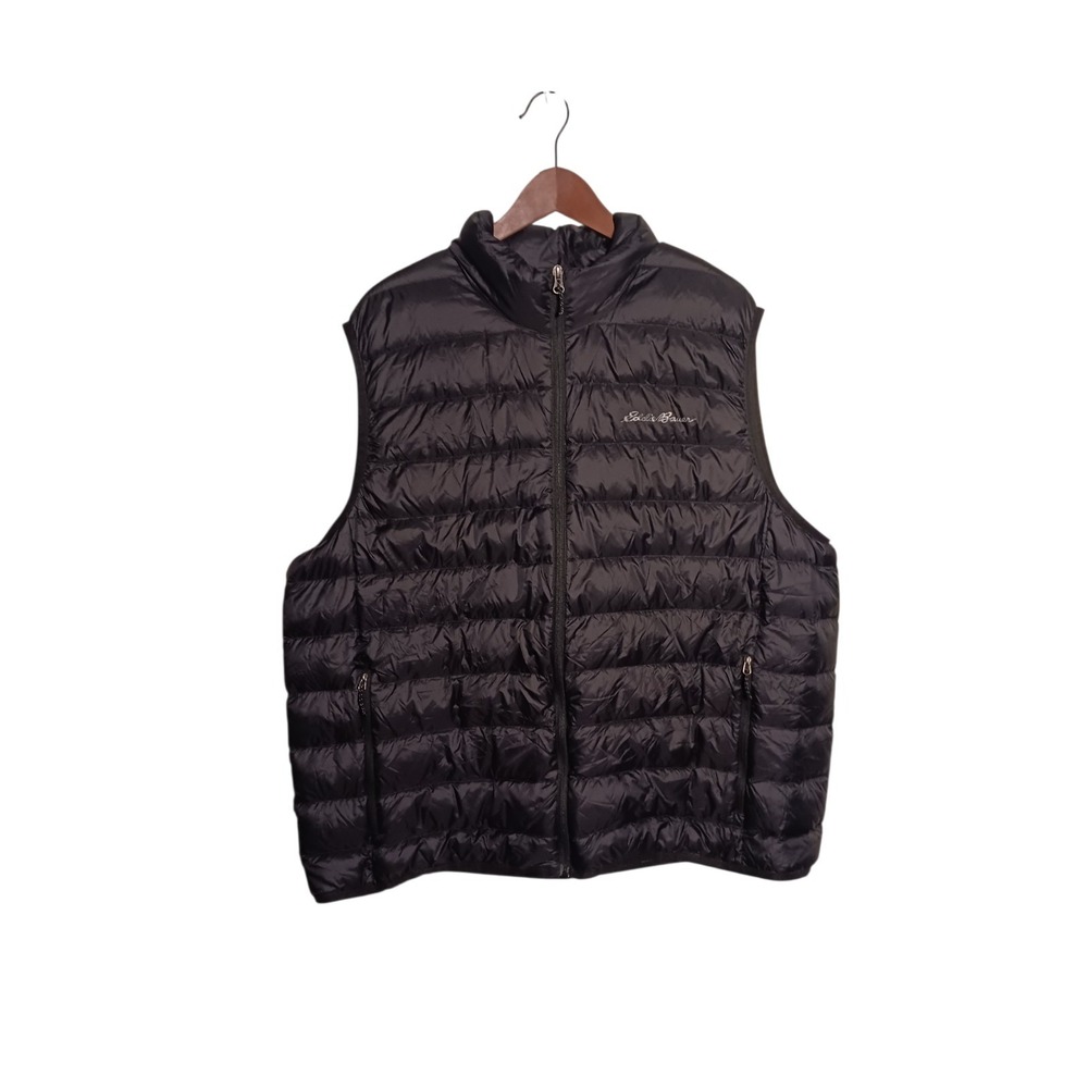 Eddie Bauer Vest Men's‎ 2XL Black EB 650 Down Feather Puffer Full Zip Outdoors